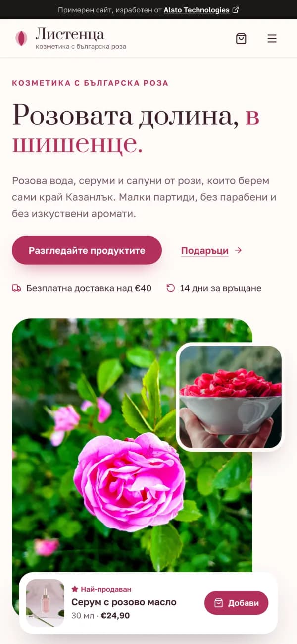 Примерен сайт за онлайн магазин на телефон
